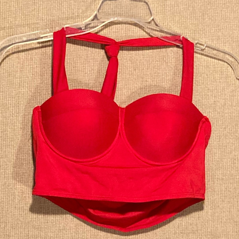 Red bikini halter top